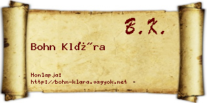 Bohn Klára névjegykártya